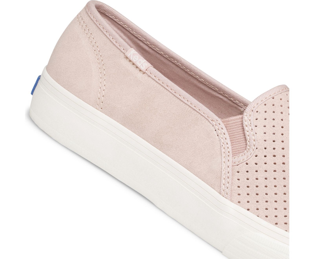 Slip Ons Keds Mujer Rosas - Double Decker Perf Suede - 6209-ICMZO